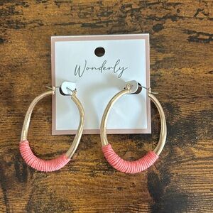 Wonderly Gold & Coral Hoop Earrings